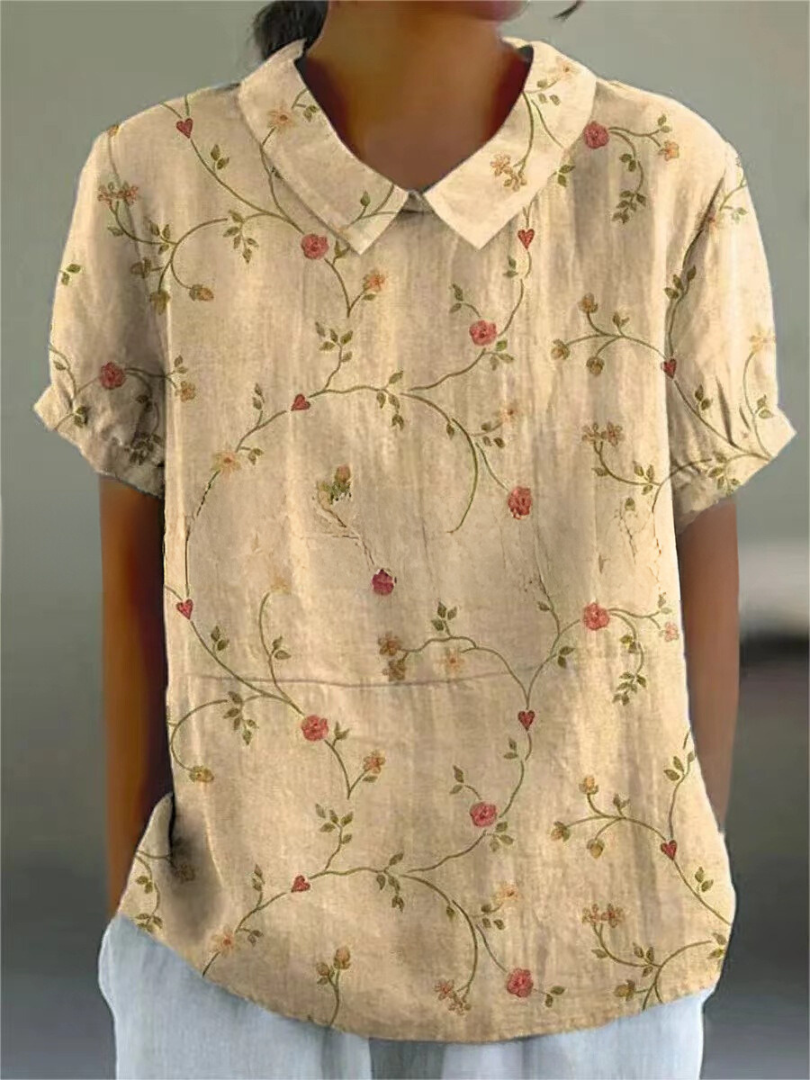 NOUVEAU RICHE Bluse Damen Blumenmuster Lockere Passform Atmungsaktiv Altgelb