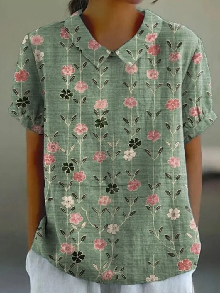 NOUVEAU RICHE Bluse Damen Blumenmuster Lockere Passform Atmungsaktiv Blumendruck 5