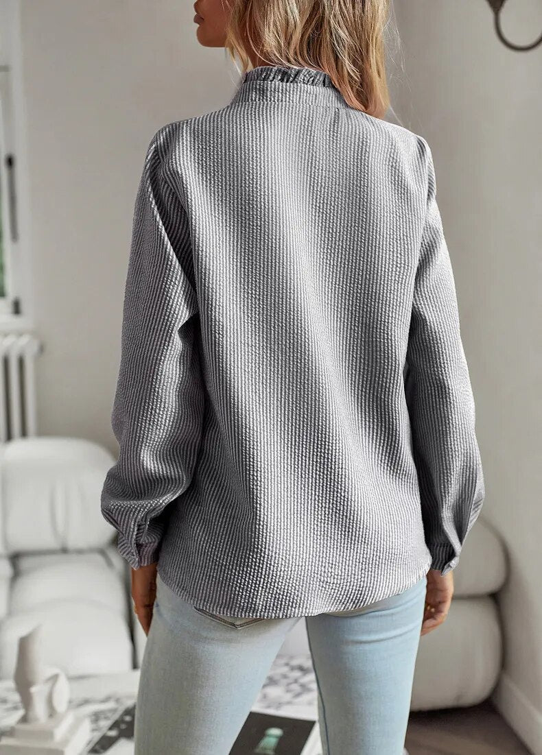 NOUVEAU RICHE Zeitlose Komfortbluse Damen Lange Ärmel Bequeme Passform
