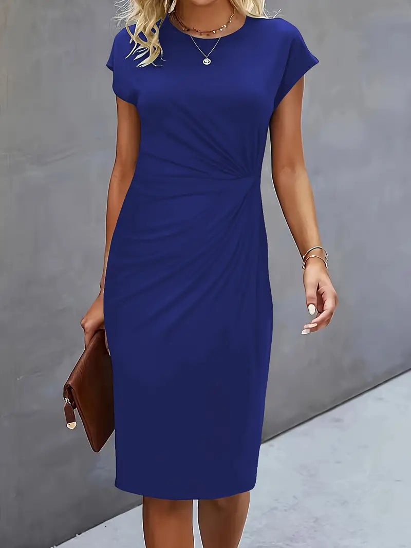 NOUVEAU RICHE Zeitloses Midikleid Mit Taillierter Silhouette Für Büro Marineblau