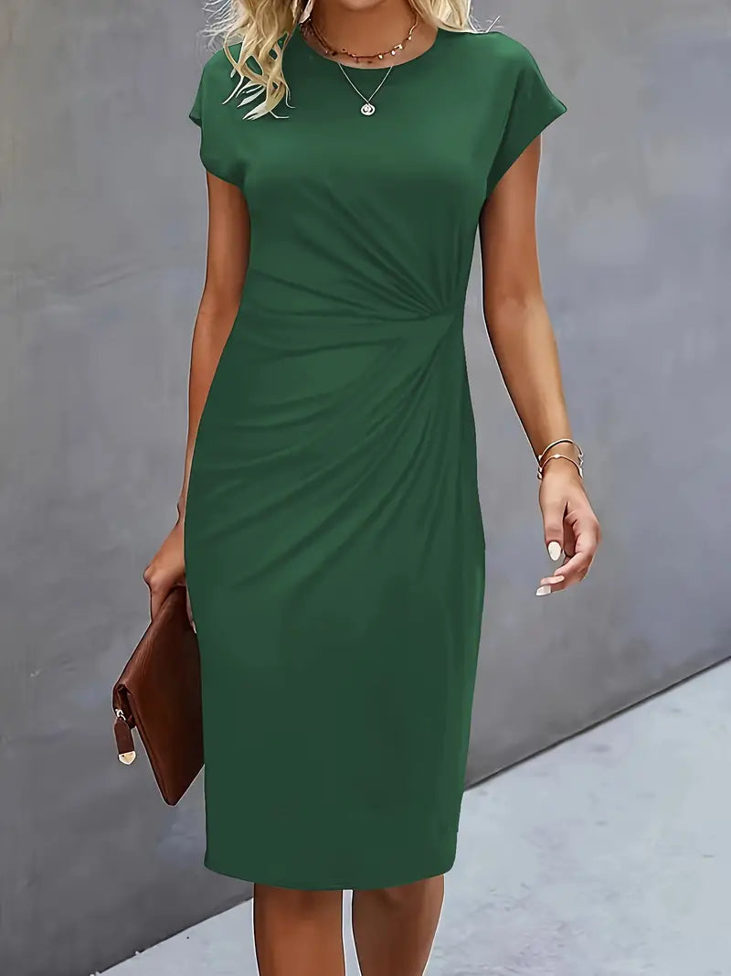 NOUVEAU RICHE Zeitloses Midikleid Mit Taillierter Silhouette Für Büro Dunkelgrün