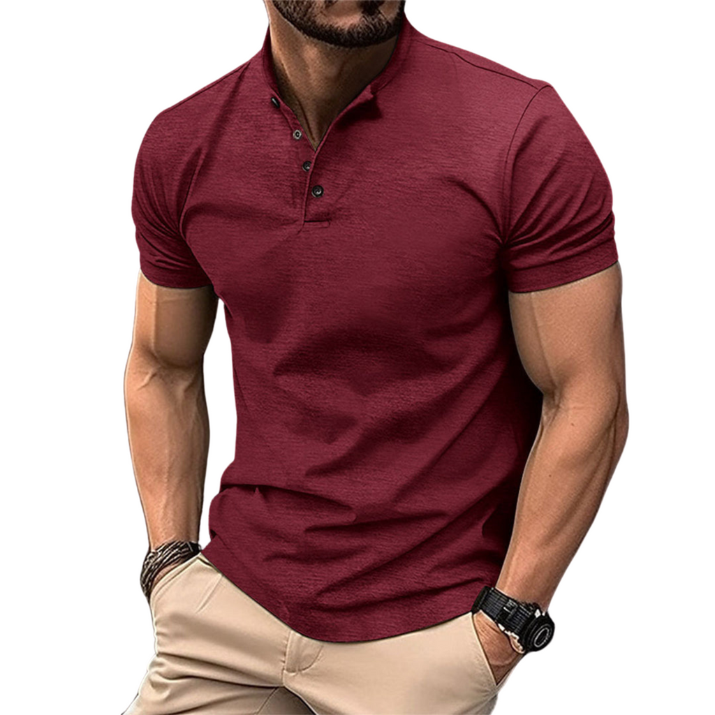 NOUVEAU RICHE Zeitloses Herren Poloshirt Kurzarm Baumwolle Komfort Rot