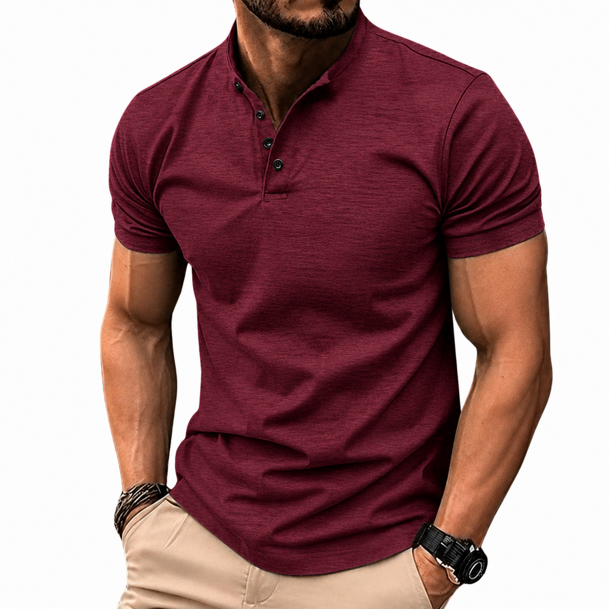 NOUVEAU RICHE Zeitloses Herren Poloshirt Kurzarm Baumwolle Komfort Rot