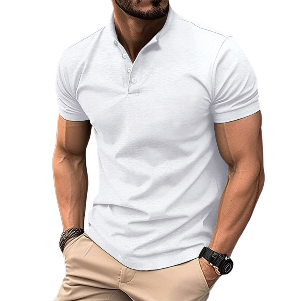 NOUVEAU RICHE Zeitloses Herren Poloshirt Kurzarm Baumwolle Komfort Weiß