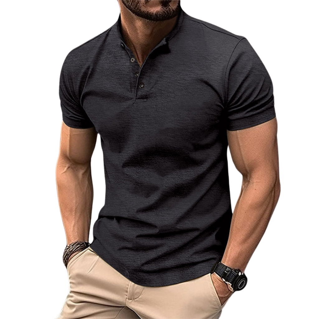 NOUVEAU RICHE Zeitloses Herren Poloshirt Kurzarm Baumwolle Komfort Schwarz
