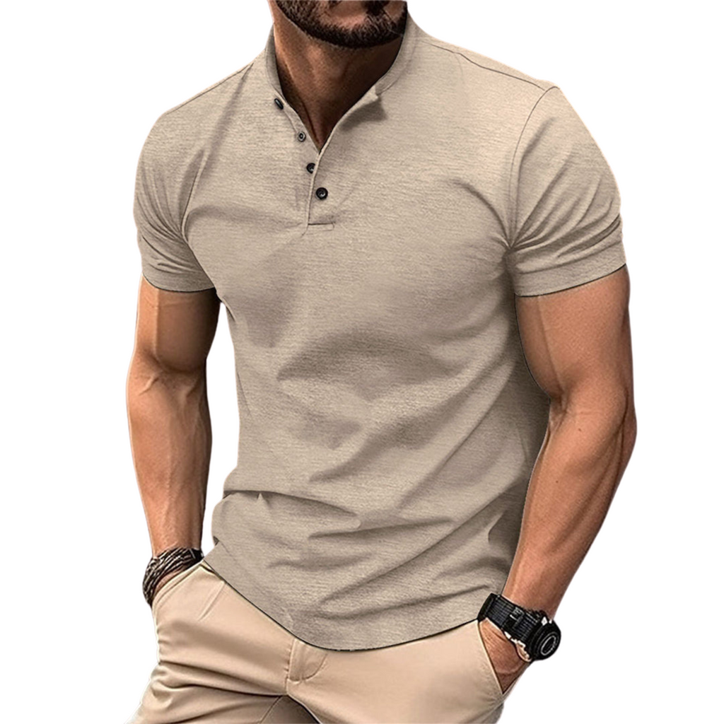NOUVEAU RICHE Zeitloses Herren Poloshirt Kurzarm Baumwolle Komfort Kaki