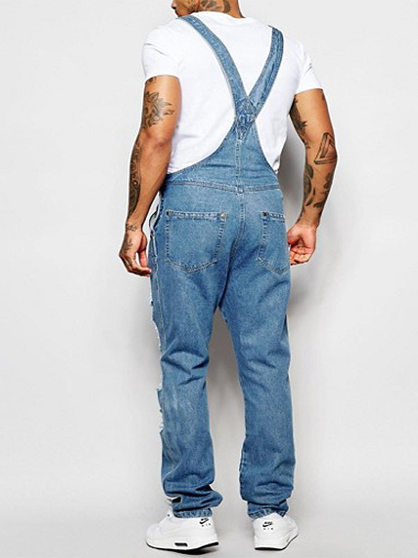 NOUVEAU RICHE Zerrissener Verwaschener Denim Overall im Used Look für Damen aus 100 Prozent Baumwolle mit Schmaler Passform und 5 Funktionstaschen