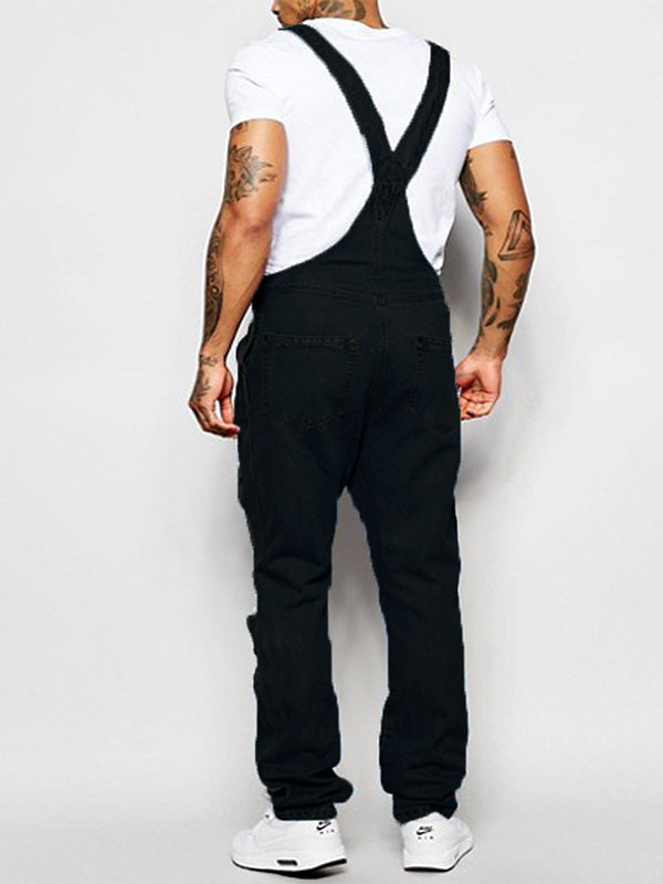 NOUVEAU RICHE Zerrissener Verwaschener Denim Overall im Used Look für Damen aus 100 Prozent Baumwolle mit Schmaler Passform und 5 Funktionstaschen