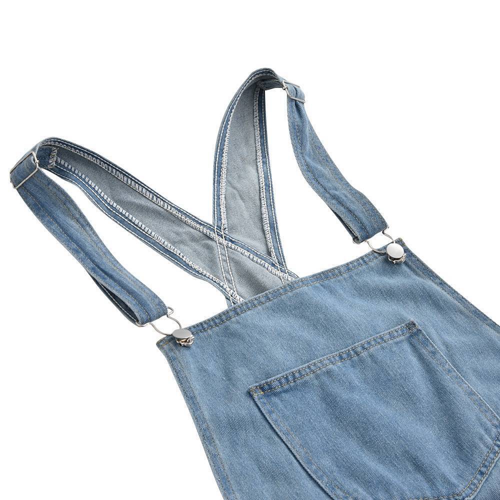 NOUVEAU RICHE Zerrissener Verwaschener Denim Overall im Used Look für Damen aus 100 Prozent Baumwolle mit Schmaler Passform und 5 Funktionstaschen
