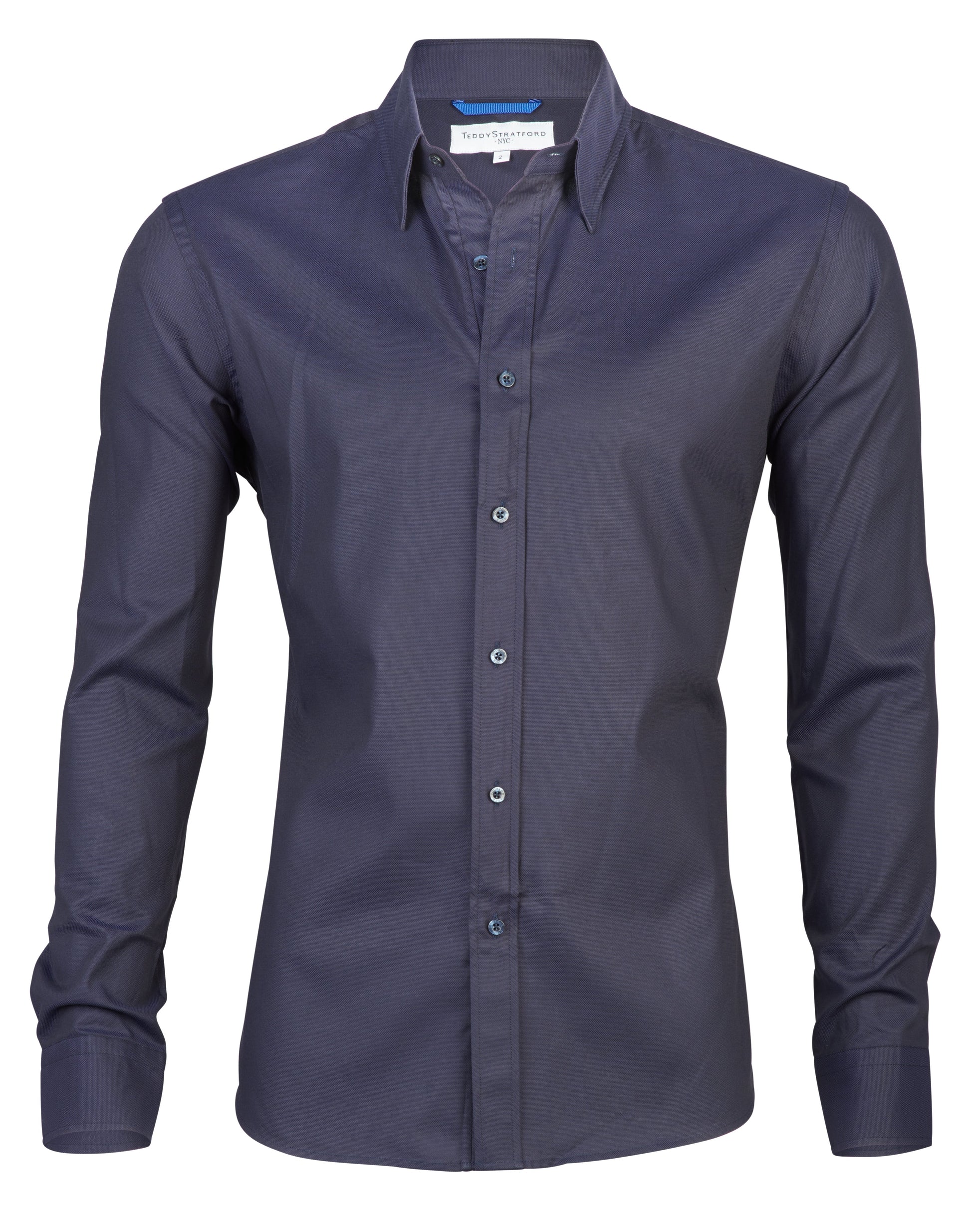 NOUVEAU RICHE Hemd Zip Fit Verdeckter Reißverschluss Schlank Silhouette Dunkelblau