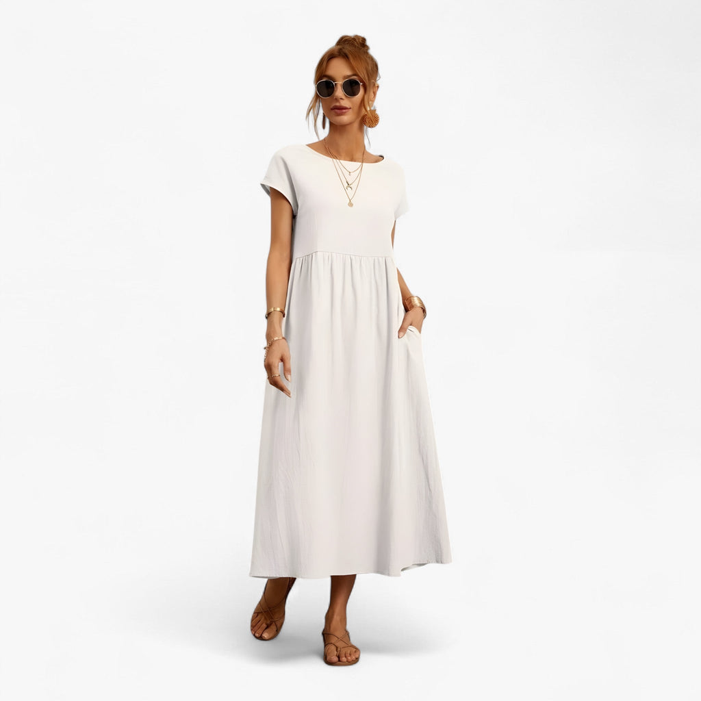 NOUVEAU RICHE Lyvanta | Damen-Festkleid – Fließender Schnitt & leichtes Material für einen eleganten Auftritt Weiß