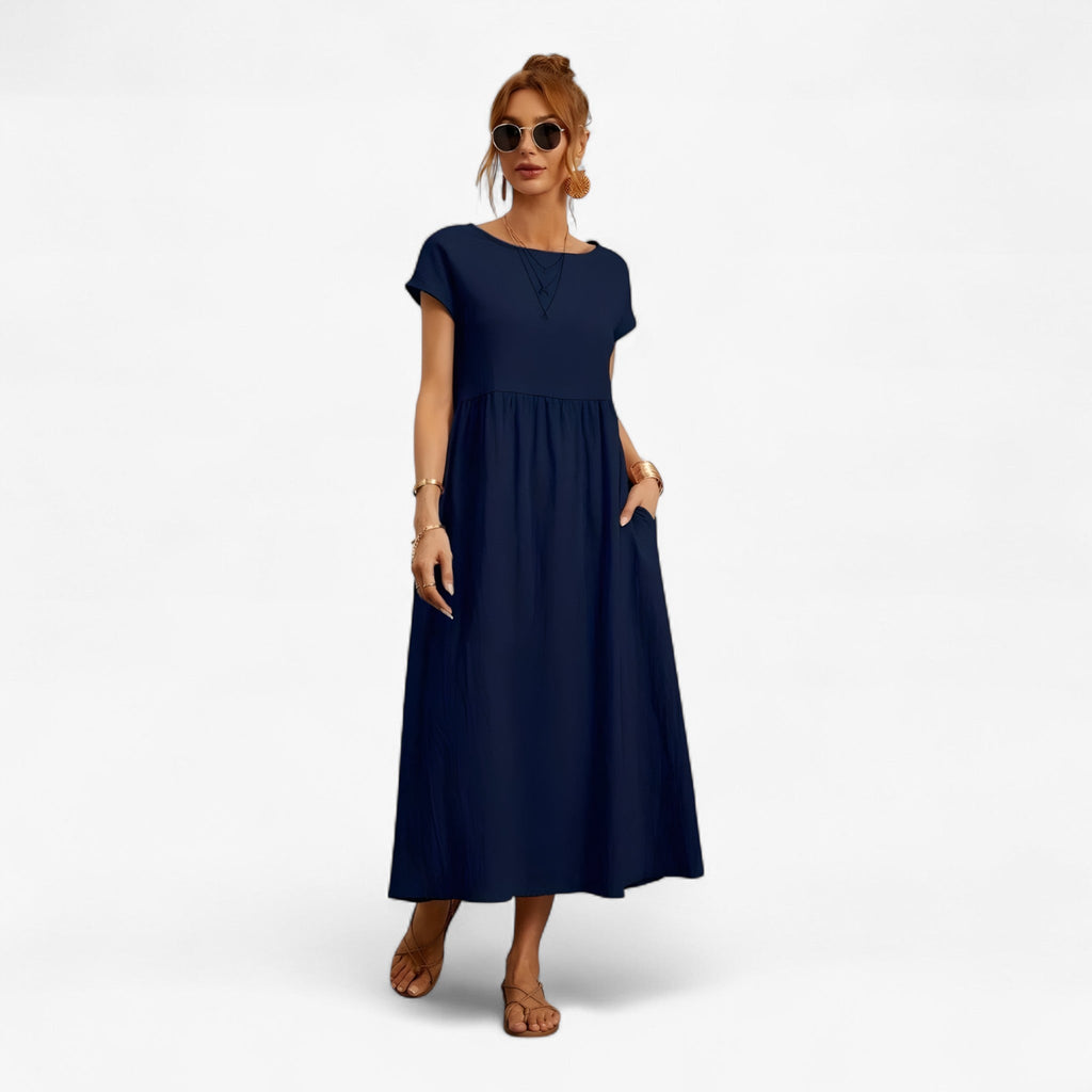 NOUVEAU RICHE Lyvanta | Damen-Festkleid – Fließender Schnitt & leichtes Material für einen eleganten Auftritt Marineblau