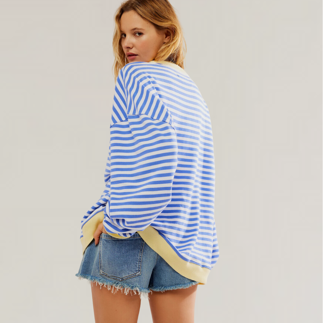 NOUVEAU RICHE Übergroßer Gestreifter Pullover Für Lagenlooks Und Komfort