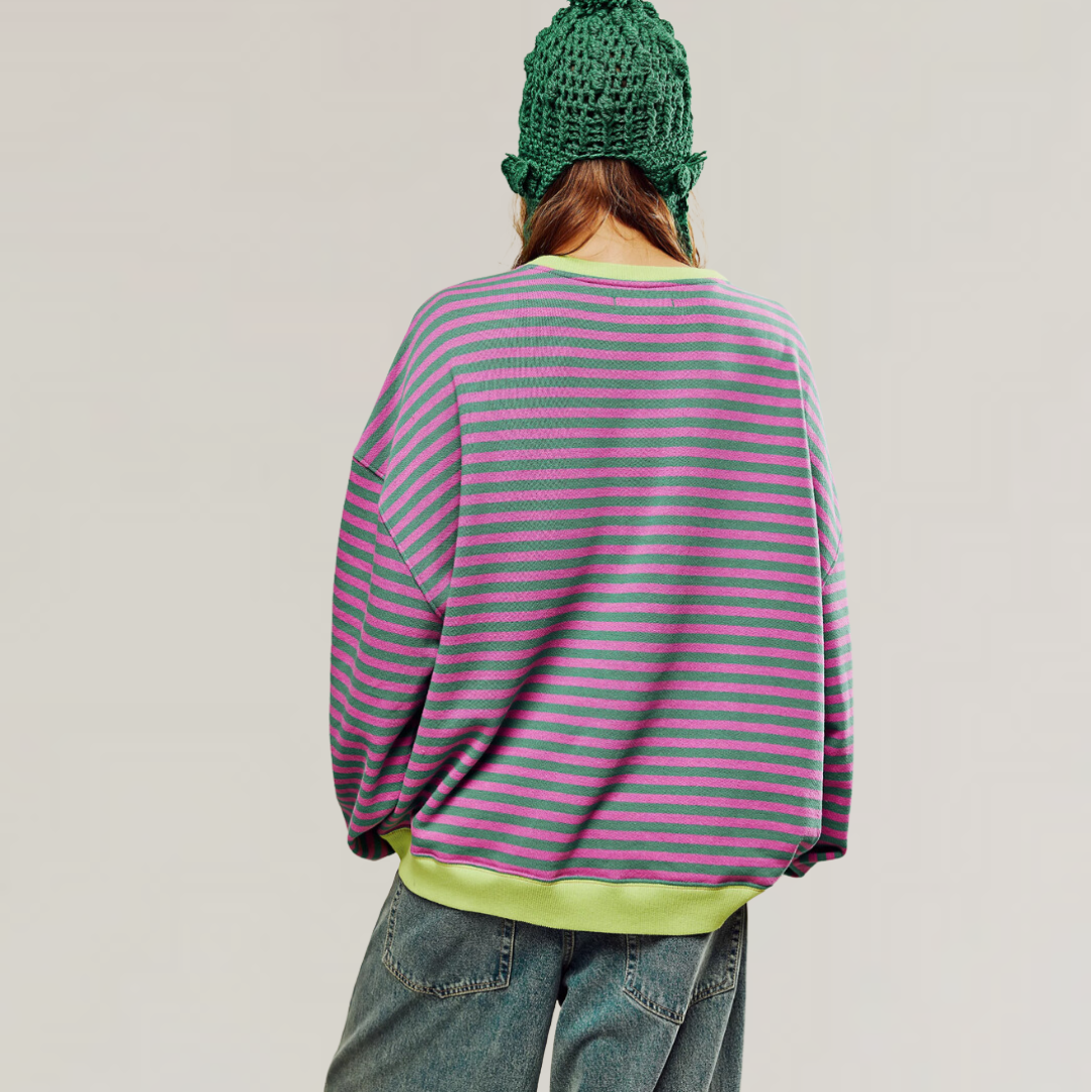 NOUVEAU RICHE Übergroßer Gestreifter Pullover Für Lagenlooks Und Komfort