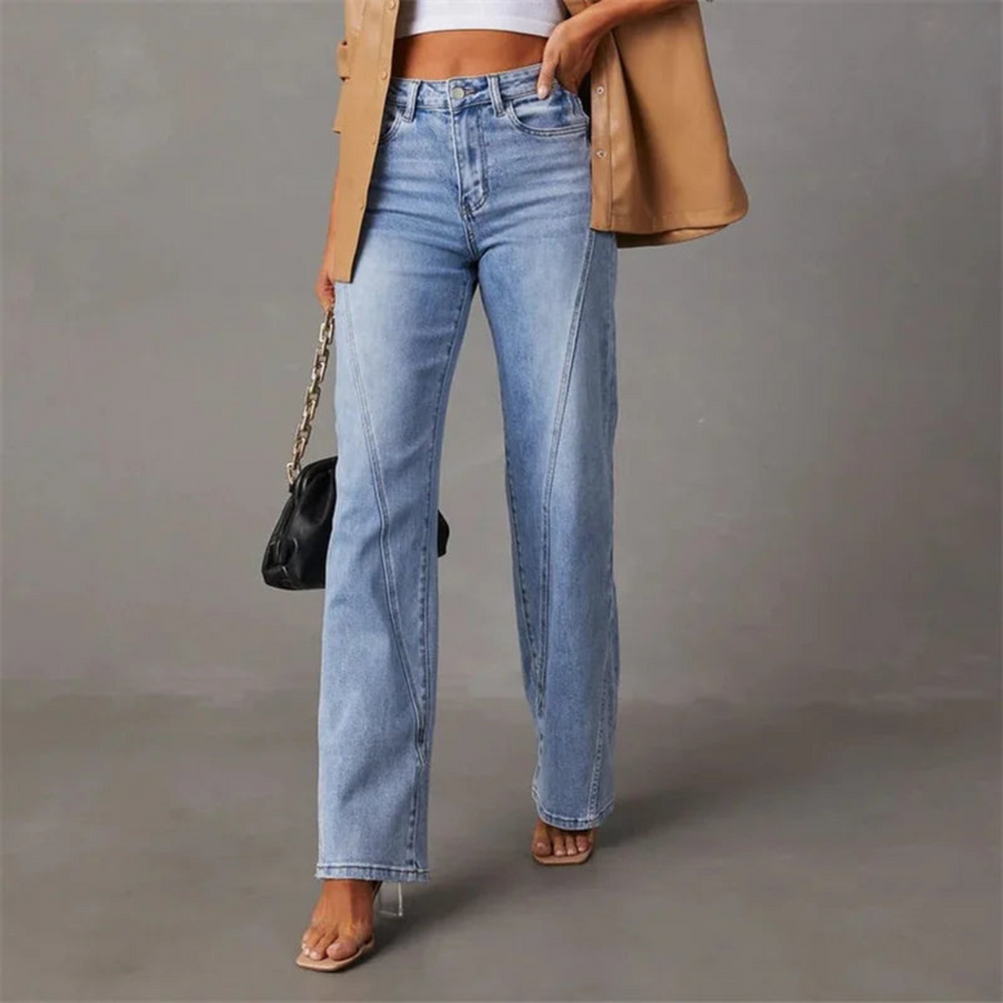 NOUVEAU RICHE Weite Jeans Mit Hoher Taille Und Wide Leg Alltagslook Blau