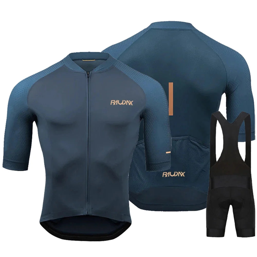NOUVEAU RICHE Radtrikot-Set Herren mit 19D Gel-Sitzpolster – Atmungsaktive Velobekleidung, schnelltrocknend, S–XXL – Hermosa Radsport-Set C L