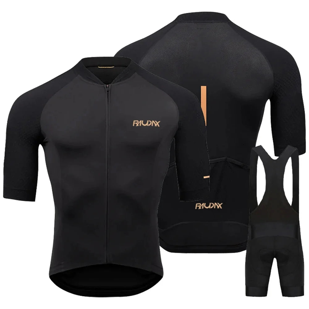 NOUVEAU RICHE Radtrikot-Set Herren mit 19D Gel-Sitzpolster – Atmungsaktive Velobekleidung, schnelltrocknend, S–XXL – Hermosa Radsport-Set C XL