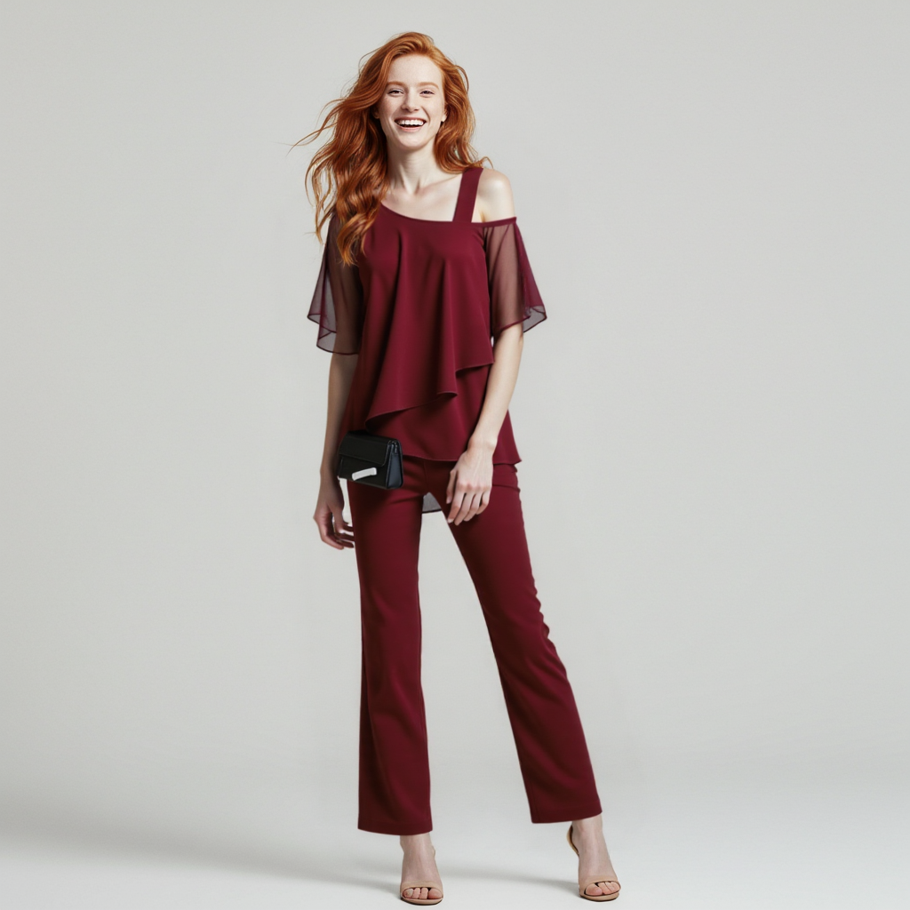 NOUVEAU RICHE Zweiteiler Damen Elegantes Outfit Mit Cold Shoulder Perfekt