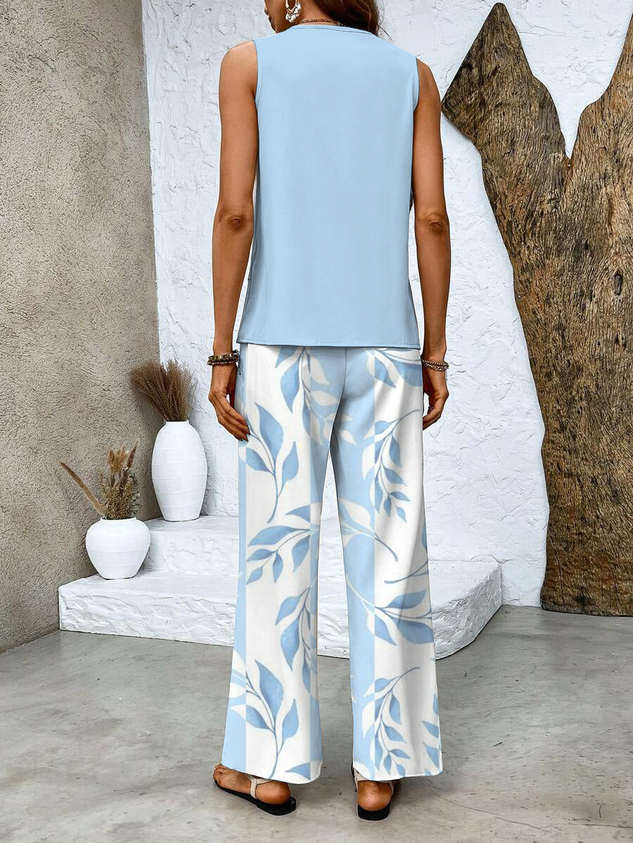 NOUVEAU RICHE Zweiteiliges Ärmelloses Damenset Mit Gerader Hose Eleganz