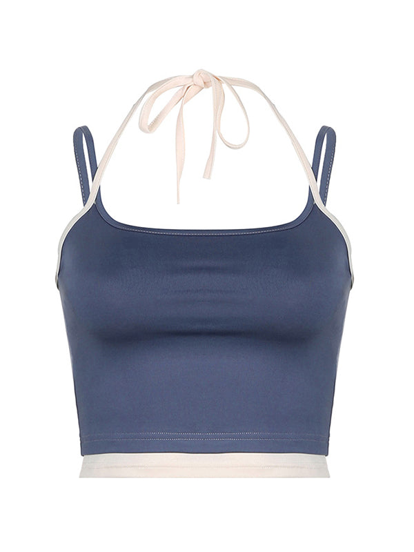 NOUVEAU RICHE Zweiteiliges Camisole In Kontrastfarbe Vintage Blau Slim Fit