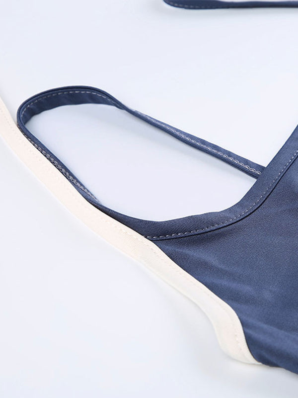 NOUVEAU RICHE Zweiteiliges Camisole In Kontrastfarbe Vintage Blau Slim Fit