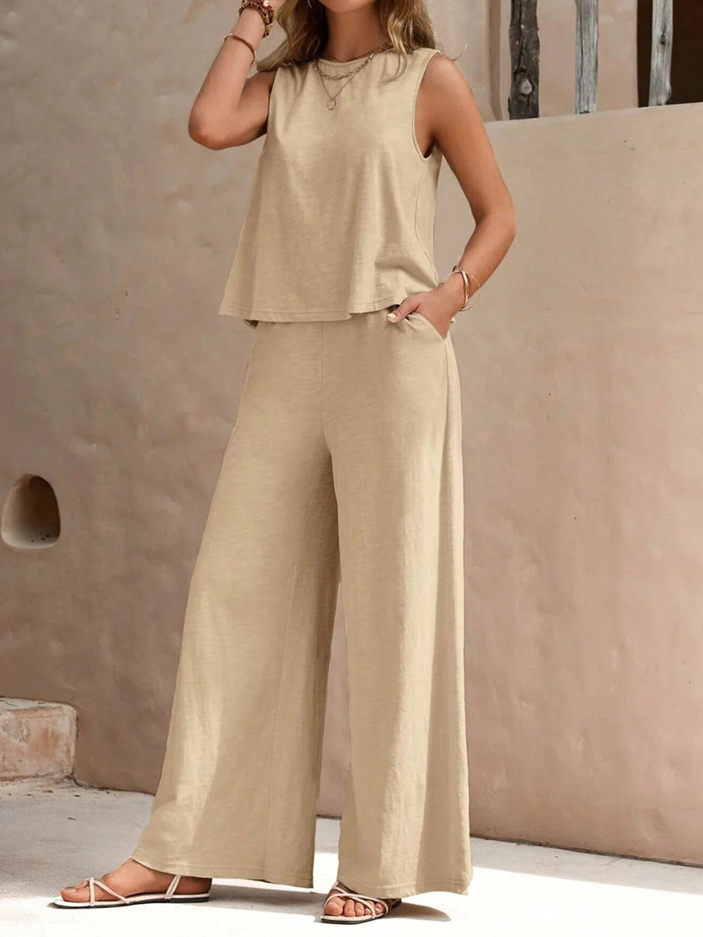 NOUVEAU RICHE Zweiteiliges Damen Set Sommer Oberteil Und Lässige Hose