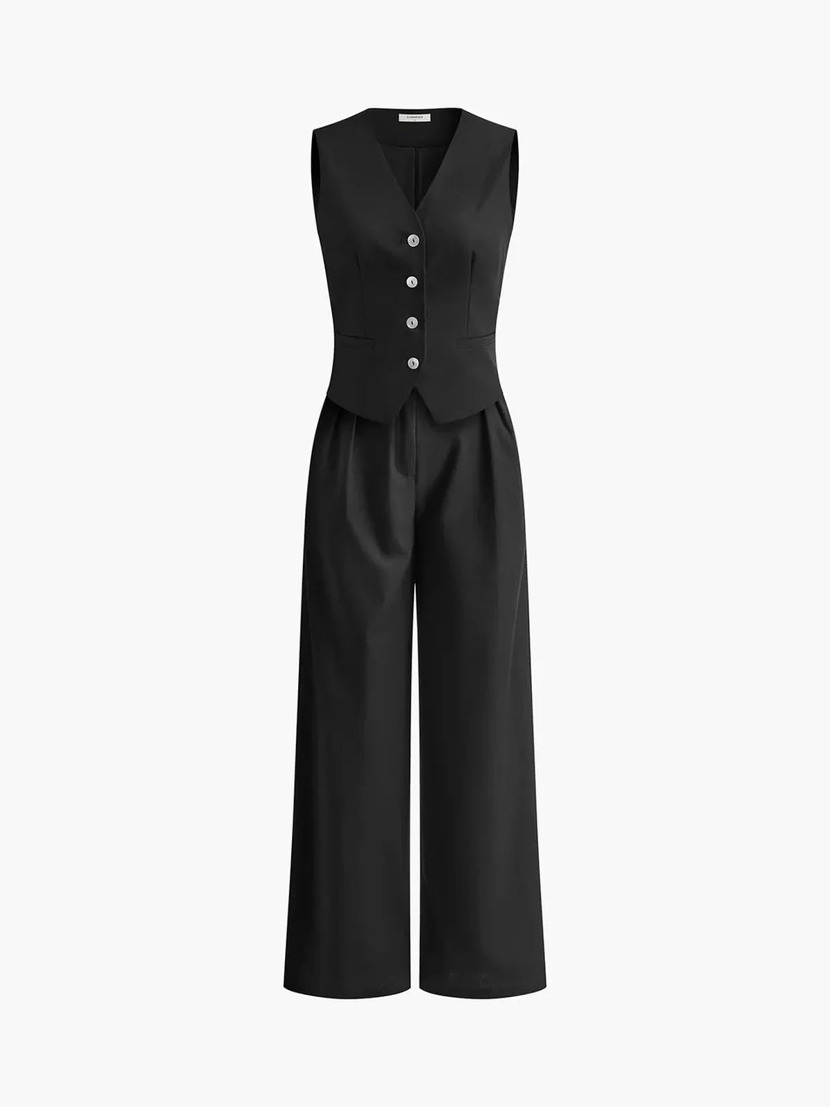 NOUVEAU RICHE Zweiteiliges Set aus Baumwoll-Leinen: Hemd und Gerade Hose
