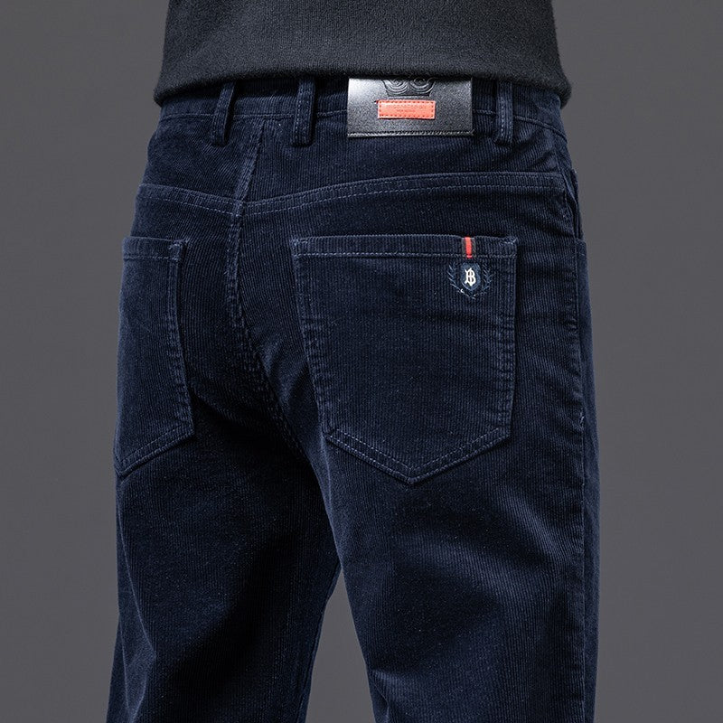 NOUVEAU RICHE Herren Cordhose Schwarz 5 Pocket Stil Mit Stretchkomfort Marineblau