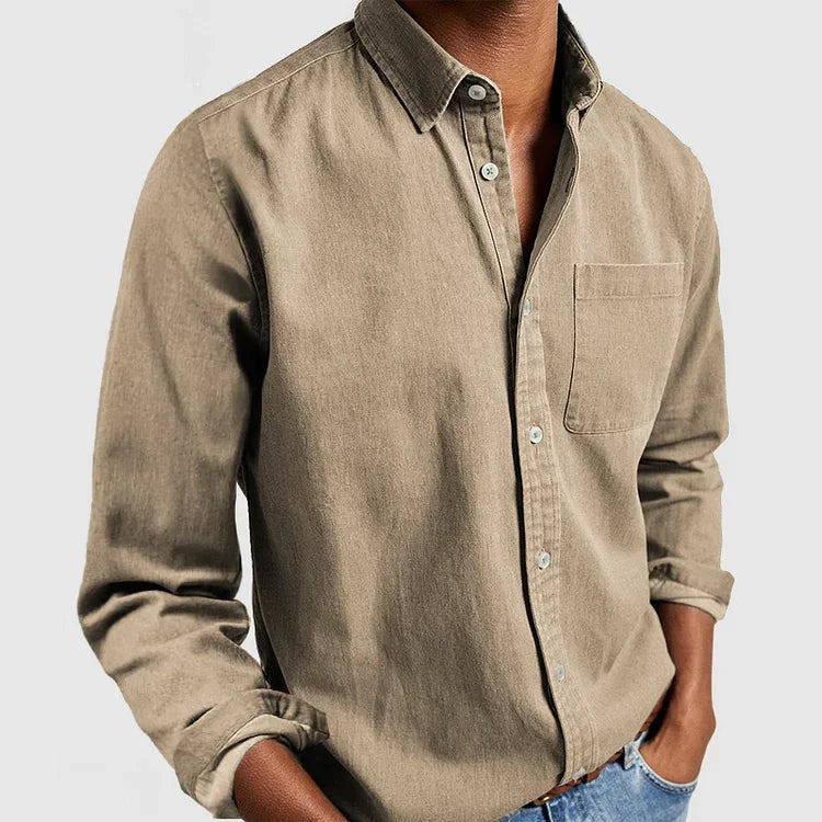 NOUVEAU RICHE Herren Hemd Casual Lässig Vielseitig Alltagstauglich Khaki