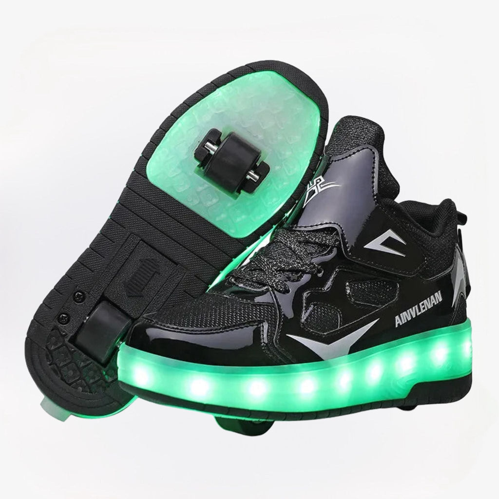 NOUVEAU RICHE LED-Rollschuh-Sneaker für Kinder – Leuchtende Schuhe mit Rollen & Klettverschluss, 4 Farben, Gr. 28–39