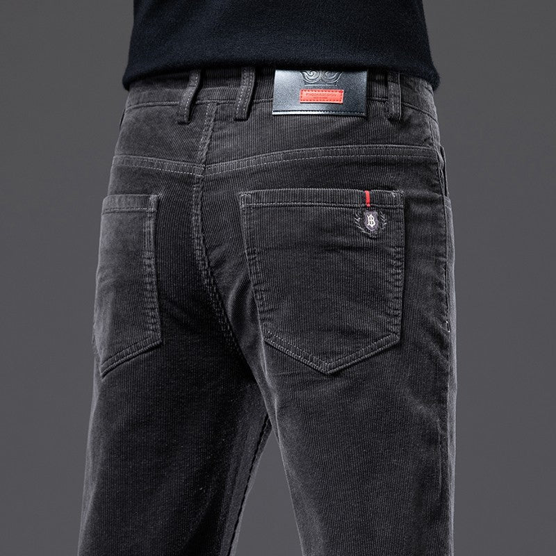 NOUVEAU RICHE Herren Cordhose Schwarz 5 Pocket Stil Mit Stretchkomfort Dunkelgrau
