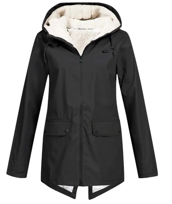 NOUVEAU RICHE Damen Wasserdichte Jacke mit Fleece-Futter - Wetterfest und mit Kapuze