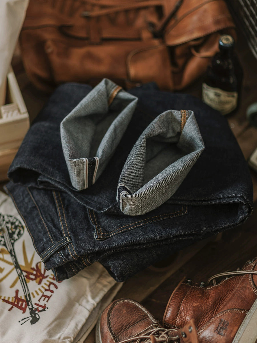 NOUVEAU RICHE 14oz Indigo Selvedge Denim Jeans Für Herren Hochwertige Verarbeitung Zeitloser Stil Robuste Langlebigkeit