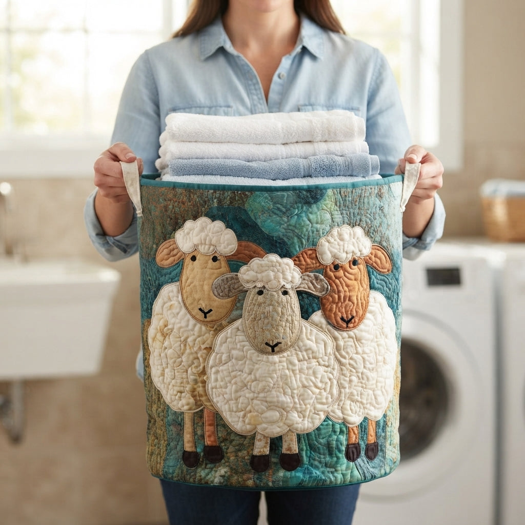 NOUVEAU RICHE Gesteppter Wäschekorb – Fluff Parade Stoff-Wäschesammler, freistehend, faltbar, Canvas-Griffe, 3 Grössen