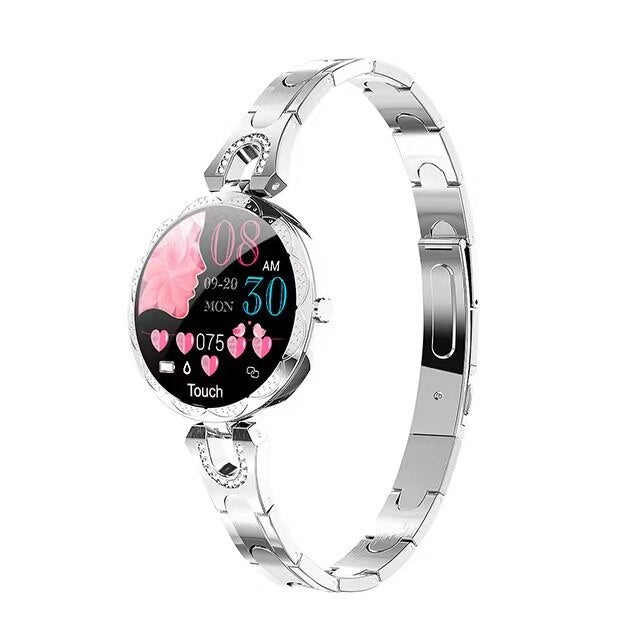 NOUVEAU RICHE Wasserdichte Smartwatch Stilvolle Funktionsuhr Aktivsport Silber