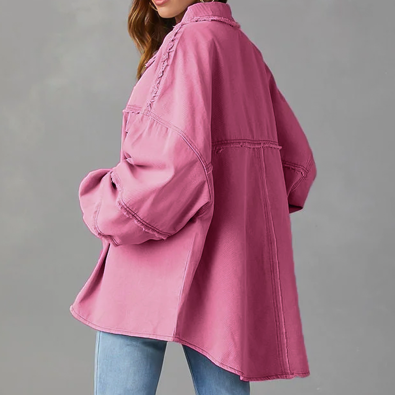 Weite Jeansjacke Aus Baumwolle Vibrant Denim-Jacke Design