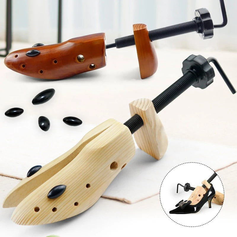 NOUVEAU RICHE Verstellbarer Schuhweiter – Schuhspanner aus Holz zum Weiten in Breite & Länge, für Damen & Herren, S, M oder L Large (Fusslänge 26-30 cm)