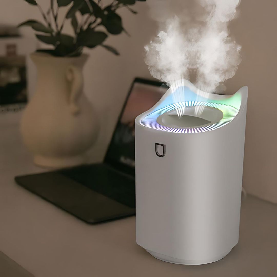 NOUVEAU RICHE Ultraschall-Luftbefeuchter 3 Liter – Leiser Luftbefeuchter für Schlafzimmer & Büro, 3 Stufen, bis 24 Std. – AeroMist