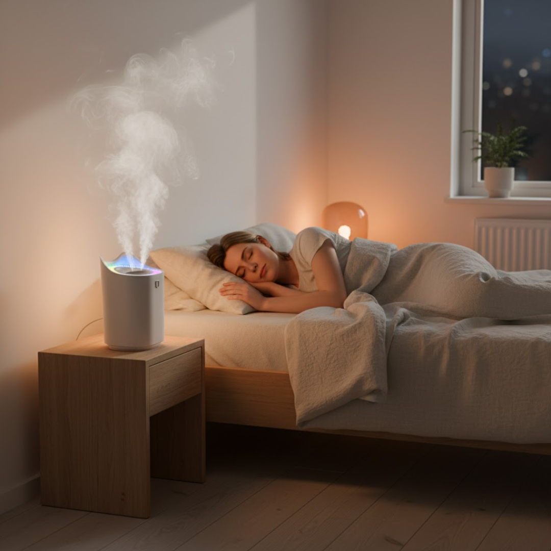 NOUVEAU RICHE Ultraschall-Luftbefeuchter 3 Liter – Leiser Luftbefeuchter für Schlafzimmer & Büro, 3 Stufen, bis 24 Std. – AeroMist