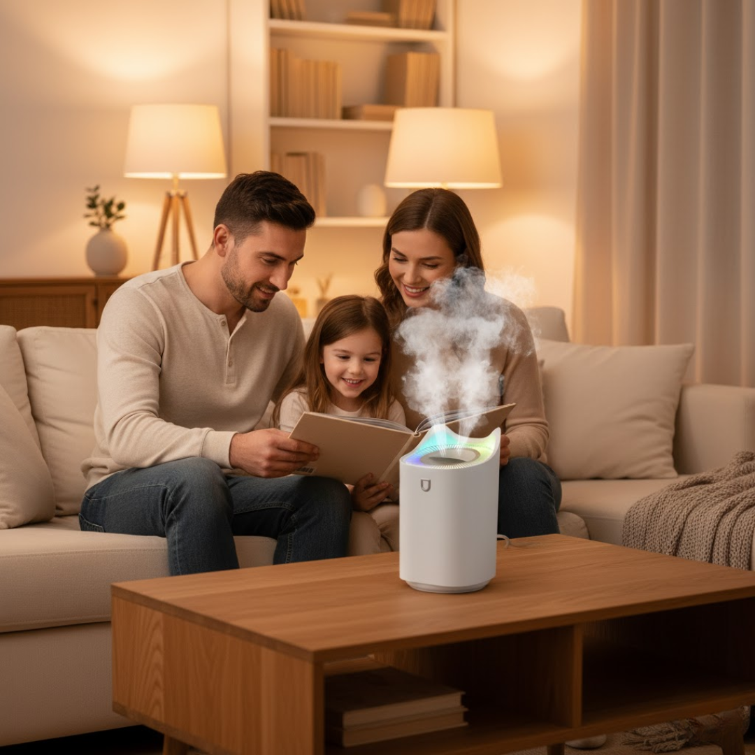 NOUVEAU RICHE Ultraschall-Luftbefeuchter 3 Liter – Leiser Luftbefeuchter für Schlafzimmer & Büro, 3 Stufen, bis 24 Std. – AeroMist