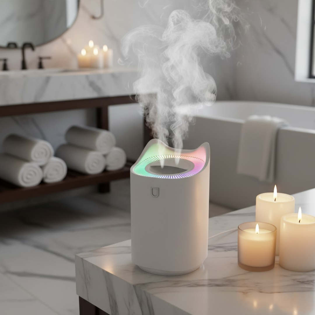 NOUVEAU RICHE Ultraschall-Luftbefeuchter 3 Liter – Leiser Luftbefeuchter für Schlafzimmer & Büro, 3 Stufen, bis 24 Std. – AeroMist