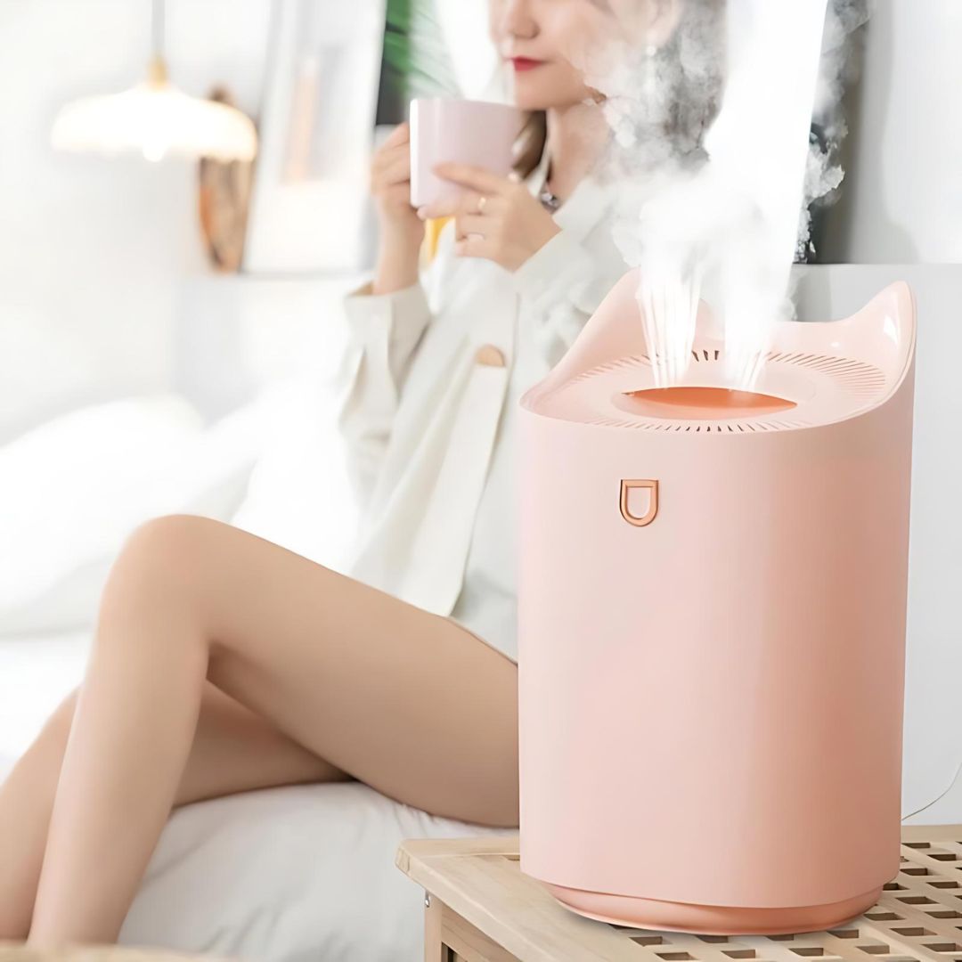 NOUVEAU RICHE Ultraschall-Luftbefeuchter 3 Liter – Leiser Luftbefeuchter für Schlafzimmer & Büro, 3 Stufen, bis 24 Std. – AeroMist Pink
