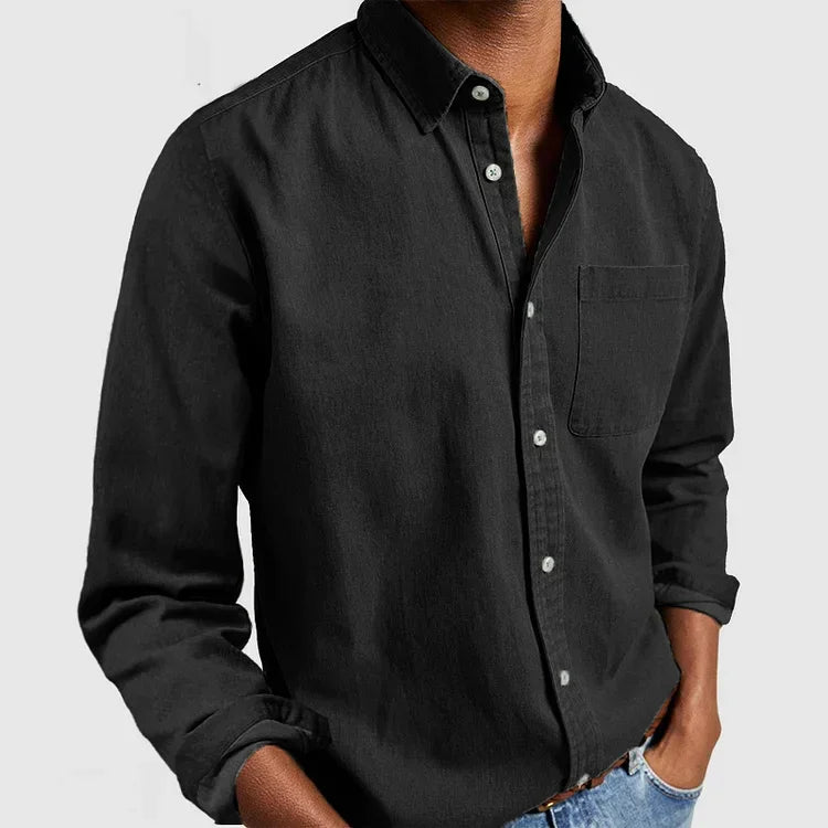 NOUVEAU RICHE Herren Hemd Casual Lässig Vielseitig Alltagstauglich Schwarz