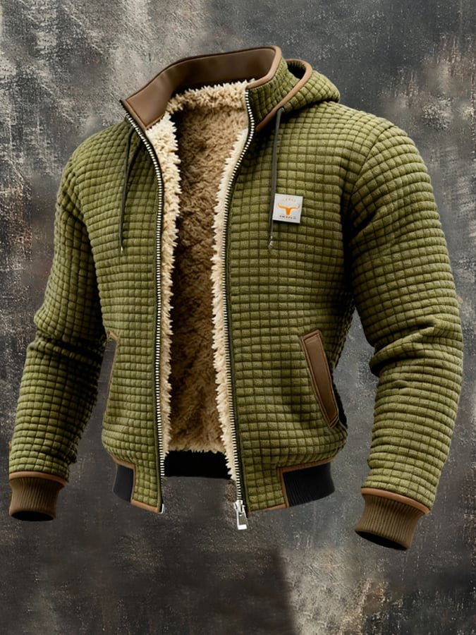 NOUVEAU RICHE Admire | Herren Polar-Fleece Thermo-Jacke Olivgrün