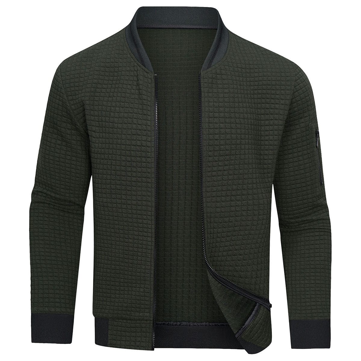 NOUVEAU RICHE Bequemer und warmer Herren Pullover mit Reißverschluss Grün