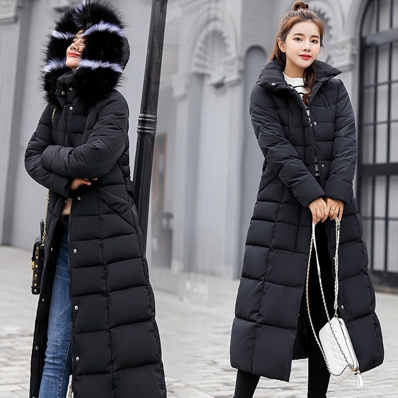 NOUVEAU RICHE Wintermantel Damen Schwarz Gefüttert Lang Warm Größe M - Winterjacke - Wintermäntel Damen Schwarz