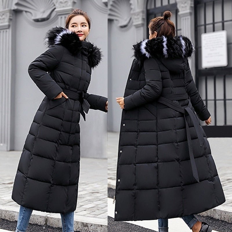 NOUVEAU RICHE Wintermantel Damen Schwarz Gefüttert Lang Warm Größe M - Winterjacke - Wintermäntel Damen