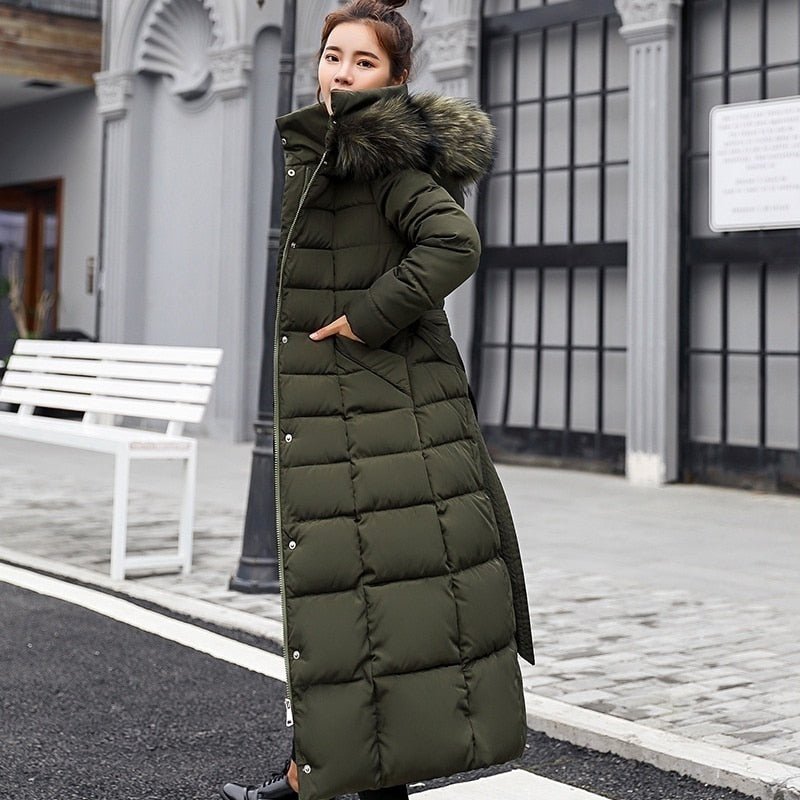 NOUVEAU RICHE Wintermantel Damen Schwarz Gefüttert Lang Warm Größe M - Winterjacke - Wintermäntel Damen Armeegrün