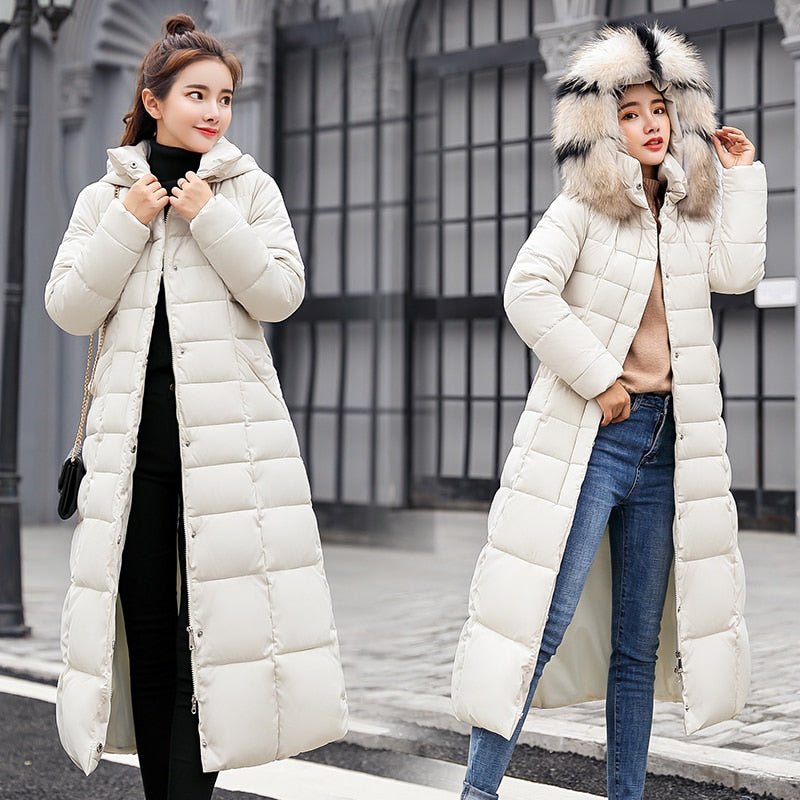 NOUVEAU RICHE Wintermantel Damen Schwarz Gefüttert Lang Warm Größe M - Winterjacke - Wintermäntel Damen Beige