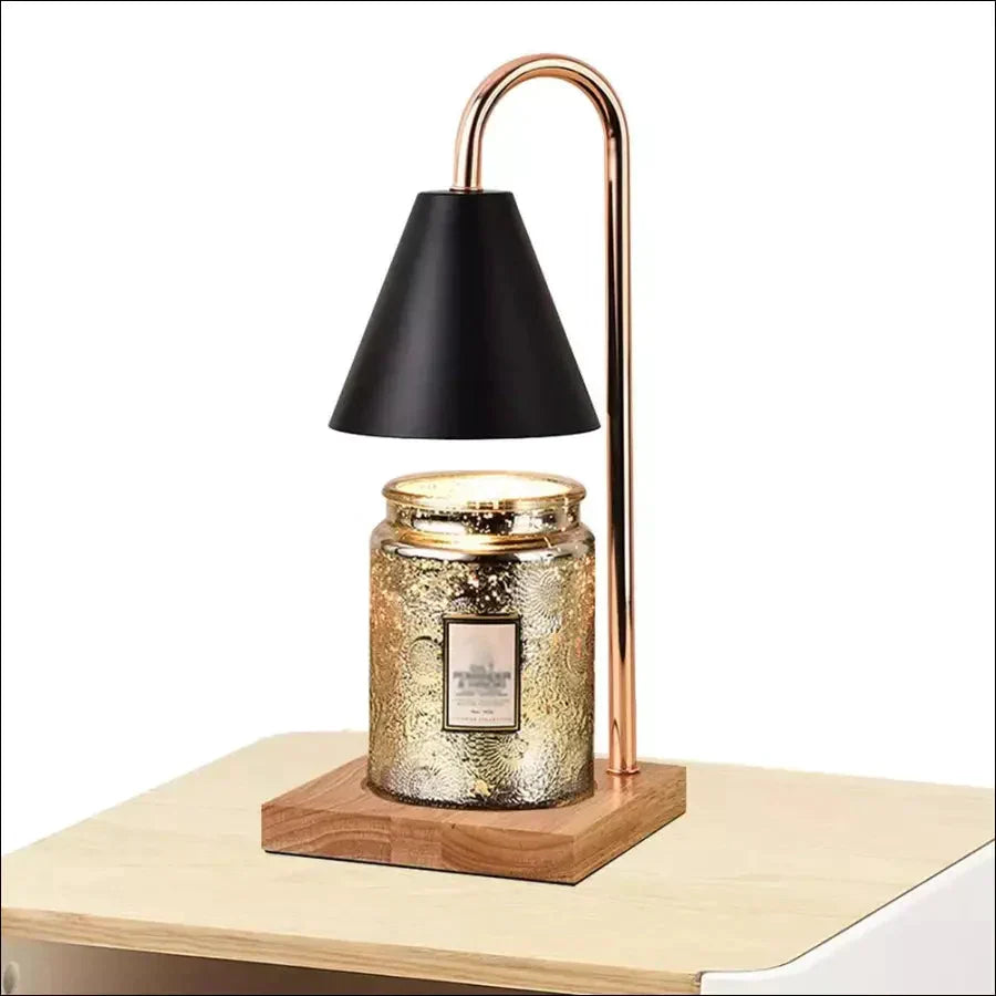 NOUVEAU RICHE Kerzenwärmer Lampe mit Dimmer & Timer – Candle Warmer aus Holz & Metall für Duftkerzen, ohne offene Flamme, GU10, Weiss, Schwarz, Braun